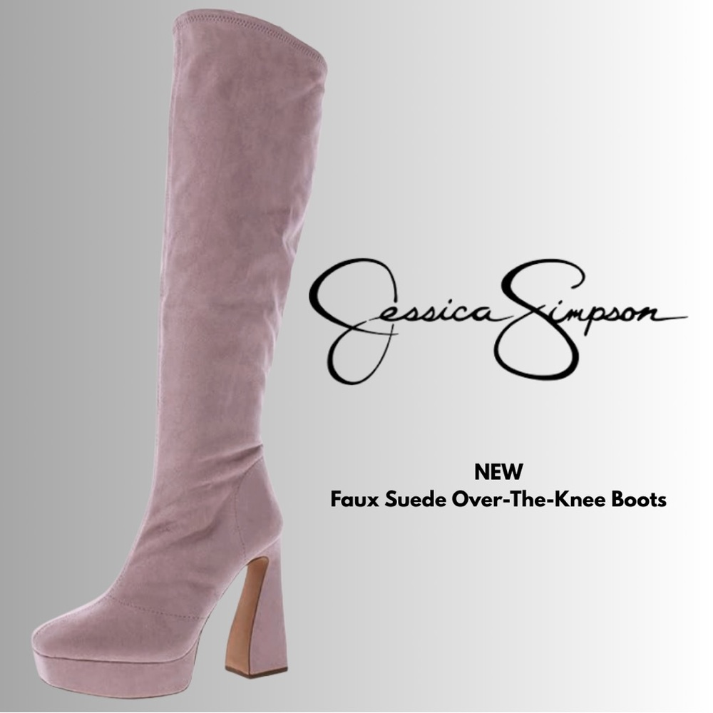 Jessica Simpson Faux Suede Over-the-Knee Platform Boots - NEW! - Pink - Mauve 10
